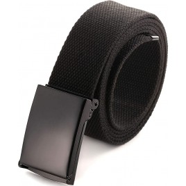 Cut To Fit Canvas Web Belt Size Up to 52 with Flip-Top Solid Black Military Buckle 16 Color and Combo Pack Options - BE4LRRXR8