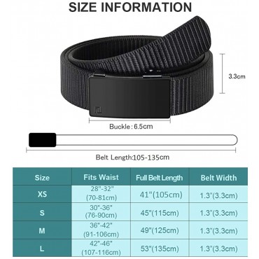 FAIRWIN Men's Ratchet Web Belt,1.25 inch Nylon Automatic Buckle Belt ,No Holes Invisible Belt for Men - BIS1F4CGM