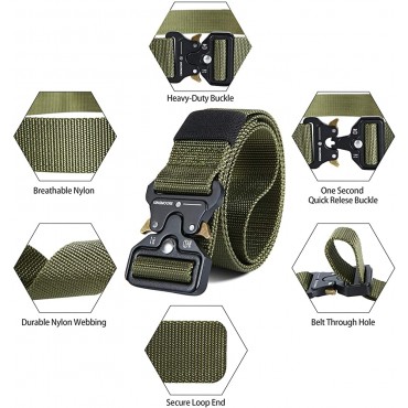 KingMoore Men's Tactical Belt Heavy Duty Webbing Belt Adjustable Military Style Nylon Belts with Metal Buckle - BHDDTGXKH