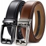Leather Ratchet Dress Belt 2 Pack 1 3 8" Chaoren Click Adjustable Belt Comfort with Slide Buckle Trim to Exact Fit - B4RWX1ZAT
