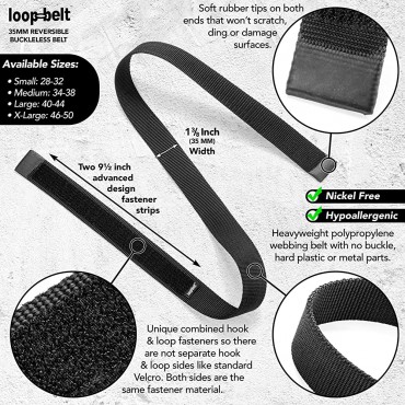 Loopbelt No-Scratch Web Belt with Rubber Coated Tips and Advanced Hook & Loop Fasteners - B2O13QGV9