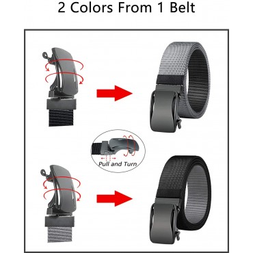 Ratchet Belt Reversible,BULLIANT Mens Web Nylon Belt for Mens Casual Golf Pants Shirts Jeans,One Rotating for 2 Colors - BL1WTUE7M
