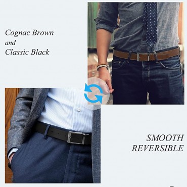 Reversible Belt for Men CHAOREN Leather Jeans Belt 1 3 8 Black & Brown Adjustable Trim to Fit - BCZXS3P6I
