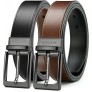 Reversible Belt for Men CHAOREN Leather Jeans Belt 1 3 8" Black & Brown Adjustable Trim to Fit - BCZXS3P6I