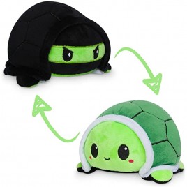 TeeTurtle | The Original Reversible Turtle Plushie | Patented Design | Sensory Fidget Toy for Stress Relief | Green | Happy + Ninja | Show Your Mood Without Saying a Word! - BK7QKXN45