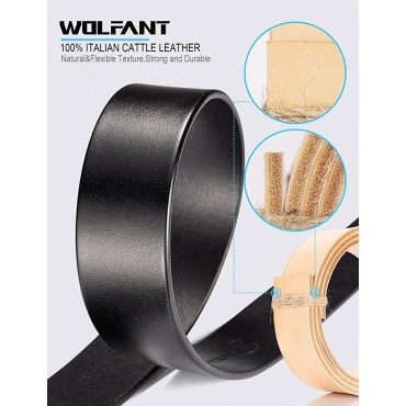 WOLFANT Full Grain Leather Belt for Men,100% Italian Real Solid Leather Casual Jeans belt - BKWS3PGEV