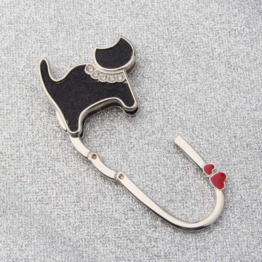 bobauna Shimmery Cute Rhinestone Cat Foldable Purse Hook Folding Handbag Table Hanger - BC3I8J9XF