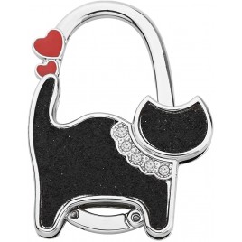 bobauna Shimmery Cute Rhinestone Cat Foldable Purse Hook Folding Handbag Table Hanger - BC3I8J9XF