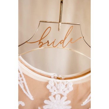 Bride Wedding Dress Hanger Clear Acrylic Gold Hook for Bride and Bridesmaids Dresses - B1YIHGT5K