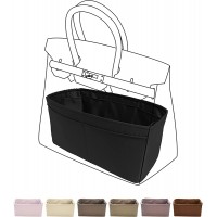 DGAZ Purse Organizer Satin thick,Silk ,Luxury Handbag Tote in Bag Shapers  Women- Fits Birkin25 30 35 40 Bags Black BK25 - BG9KFZLQS