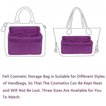 Felt Cosmetics Storage Bag Travel Bag Insert Bag Organizer Bag In Bag for Handbag Purse Organizer 8 Colors 3 Size - BPTARG3ZI