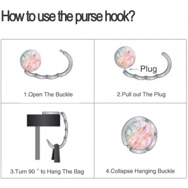 Foldable Purse Hook Womens Bag Table Hanger Collection Desk Hooks for Purse 6pack Pretty Marble Hook - BU1MRX4Q6