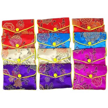 Honbay 12PCS Jewelry Silk Purse Pouch Brocade Embroidered Bags Gift Bags Assorted Colors M - BVZDI5H7C