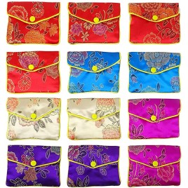 Honbay 12PCS Jewelry Silk Purse Pouch Brocade Embroidered Bags Gift Bags Assorted Colors M - BVZDI5H7C