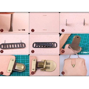 Misright 10 Sets Purse Handbag Twist Turn Lock 28x37mm 0.91''x0.67'' Light Gold - BUGSB1SDE