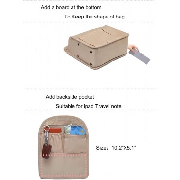 PAOIXEEL Lightweight Backpack Insert Organizer 15 Pockets Nylon Rucksack Organizer Insert Beige - BNORGYNIP