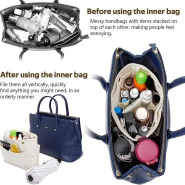 Purse Organizer Insert Canvas Bag in Bag Multi Pocket Handbag Organizer Original Color Pure cotton Medium - B9TWFJWHZ
