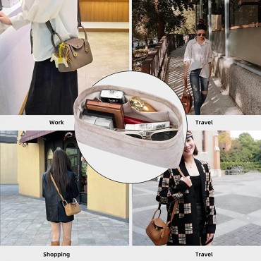 Purse Organizer Insert Velvet Bag organizer with zipper Handbag & Tote Shaper For Hermes Lindy 26 - BY9RCYA3D