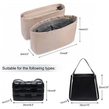 VANCORE Purse Organizer Insert 2 Pieces Handbag Tote Bag Organizer with Zipper - BEAIV76EB