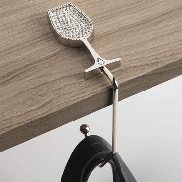 Wine Lover's Purse Hook Portable Handbag Holder Table Desk Hanger with Wine Glass Rhinestone Design - B0FKN8315