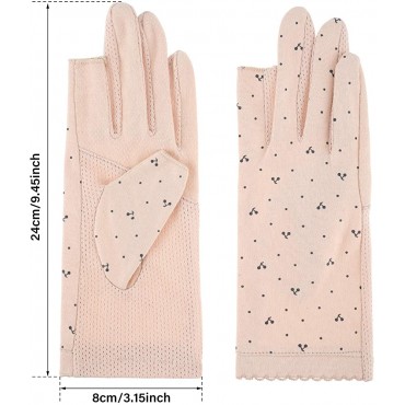2 Pairs Sunblock Fingerless Gloves Touchscreen UV Protection Gloves Anti-Skid Driving Gloves Summer Outdoor Gloves for Women and Girls Beige Black - BR7FO11YP