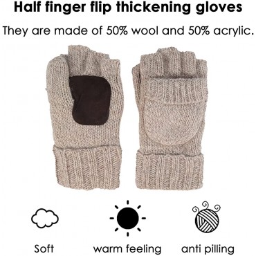 Rehomy Winter Knitted Fingerless Gloves Woolen Thermal Insulation Convertible Mittens Flap Cover for Women and Men - BOZ8HQSSL