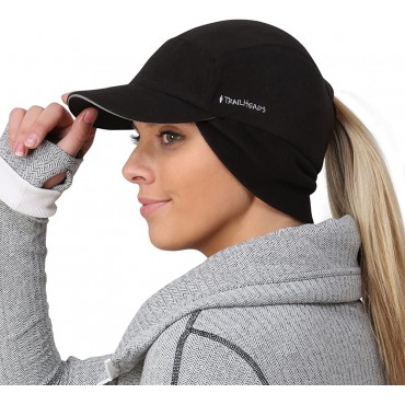 TrailHeads Fleece Ponytail Cap and Quilted Mittens Womens Running Set black - BKWHCB5O1