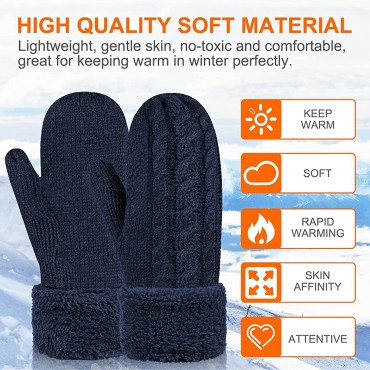 Women's Winter Gloves Warm Lining Mittens- Cozy Wool Knit Thick Gloves Novelty Mittens Winter Cold Weather Accessories - B5W25XIMF