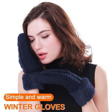 Women's Winter Gloves Warm Lining Mittens- Cozy Wool Knit Thick Gloves Novelty Mittens Winter Cold Weather Accessories - B5W25XIMF