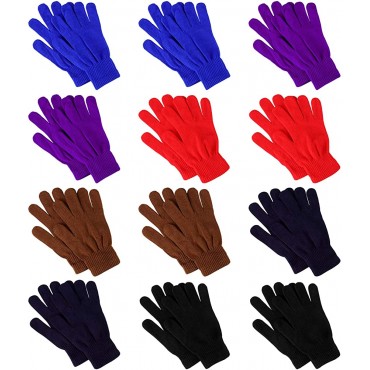 12 Pairs Winter Knit Gloves Magic Gloves Driving Gloves Stylish Men Women Soft Stretchy and Warm Bulk Pack Glove Gift - BIWE5Q9CZ