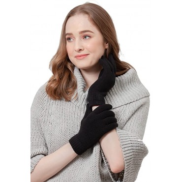 BYOS Winter Women's Toasty Warm Plush Fleece Lined Knit Gloves in Solid & Glitter - BGKGDZQ16