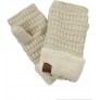 C.C Women's Warm Knit Fingerless Half Finger Fleece Lined Winter Gloves - BILHO82LE