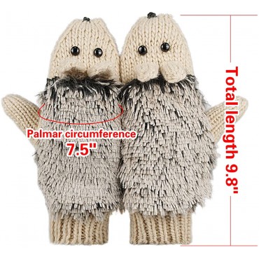 Double Layer Winter Thicken Warm Knit Mittens Cartoon Hedgehog Gloves - BL0LW2HJ2