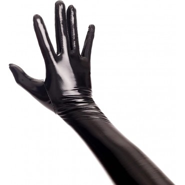 Ftshist Women's Shiny Long Gloves Faux Leather Wet Look Arm Length Gloves for Ladies - BGQMIID4E