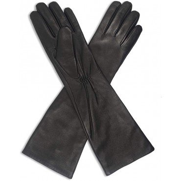 Harssidanzar Long Leather Gloves Womens,Women's Elbow Long Opera Vintage Genuine Leather Gloves GL014 - BJ98XTSDQ
