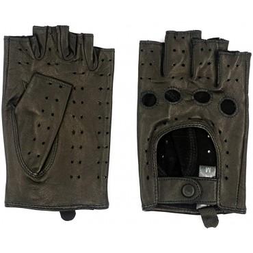 Harssidanzar Womens Lambskin Leather Fingerless Gloves Unlined Half Finger Driving GL012 - BW9HR3LQ1