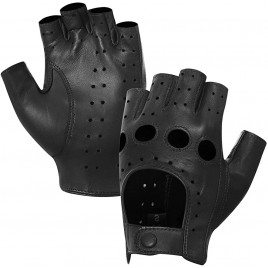 Harssidanzar Womens Lambskin Leather Fingerless Gloves Unlined Half Finger Driving GL012 - BW9HR3LQ1