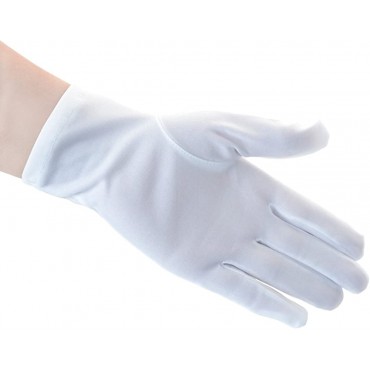 JISEN Women Teens Police Formal Tuxedo Guard Parade White Nylon Cotton Gloves 9 Inch - BV8I8MJQT