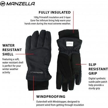 Manzella Women's Gore-Tex Infinium Adventure 100 Ski Glove With Primaloft and Windproof Protection Against Cold Weather - BPR1MMEIP