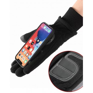 Men's Non-slip Waterproof Gloves Winter Plus Velvet Winter Warm Touchscreen Texting Riding Motorcycle Gloves With Buckle - B9GNHBJHQ