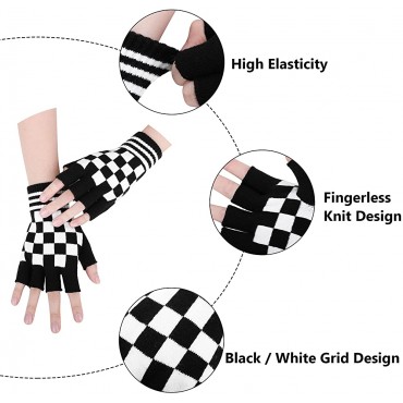 Simplicity Skeleton Gloves Fingerless Women Men Knitted Stretchy Skull Gloves - BW53SNHF8