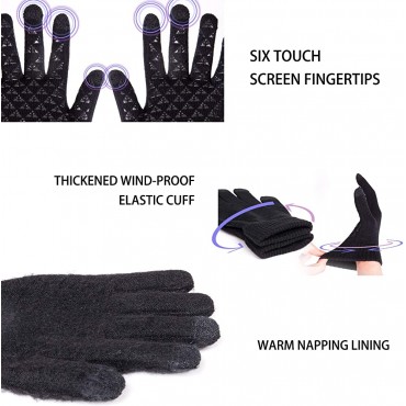 TRENDOUX Winter Gloves for Men Women Upgraded Touch Screen Anti-Slip Silicone Gel Elastic Cuff Thermal Soft Knit Lining - BAB9JI0T9