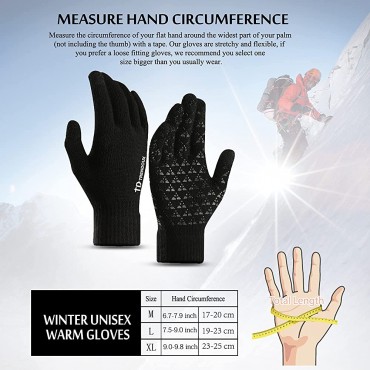 TRENDOUX Winter Gloves for Men Women Upgraded Touch Screen Anti-Slip Silicone Gel Elastic Cuff Thermal Soft Knit Lining - BAB9JI0T9