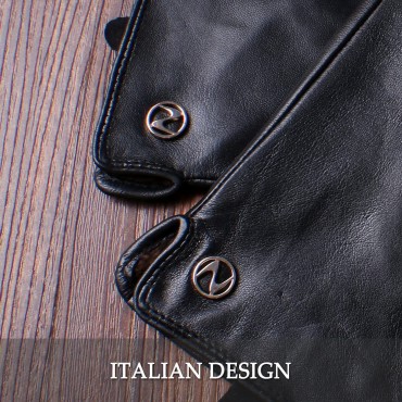 Women Italian Leather Gloves Winter Driving Ladies Lambskin Warm Fleece Lining - BD6B0PYO3
