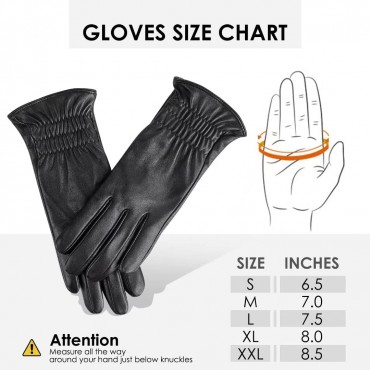 Womens Genuine Sheepskin Leather Gloves Winter Warm Touchscreen Texting Cashmere Lined Driving Motorcycle Dress Gloves - B2GQDYYKN