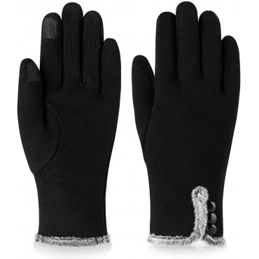 Womens Winter Warm Gloves With Sensitive Touch Screen Texting Fingers Fleece Lined Windproof Gloves Black Dark Gray-M - B98RIVTWY