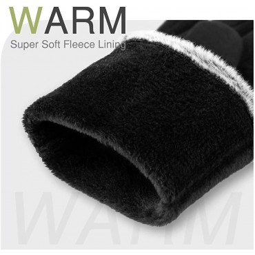 Womens Winter Warm Gloves With Sensitive Touch Screen Texting Fingers Fleece Lined Windproof Gloves Black-M - B86IGODZO