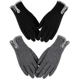 Womens Winter Warm Gloves With Sensitive Touch Screen Texting Fingers Fleece Lined Windproof Gloves Black Dark Gray-M - B98RIVTWY